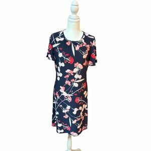 Tommy Hilfiger Navy Floral Shift Dress Size 8 Short Sleeve